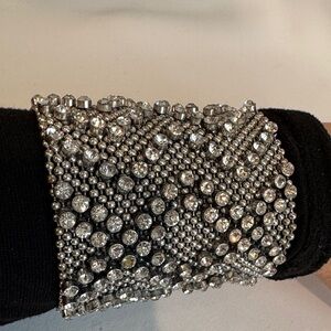 Sparkling Silver Rhinestone Beaded cuff Bracelet